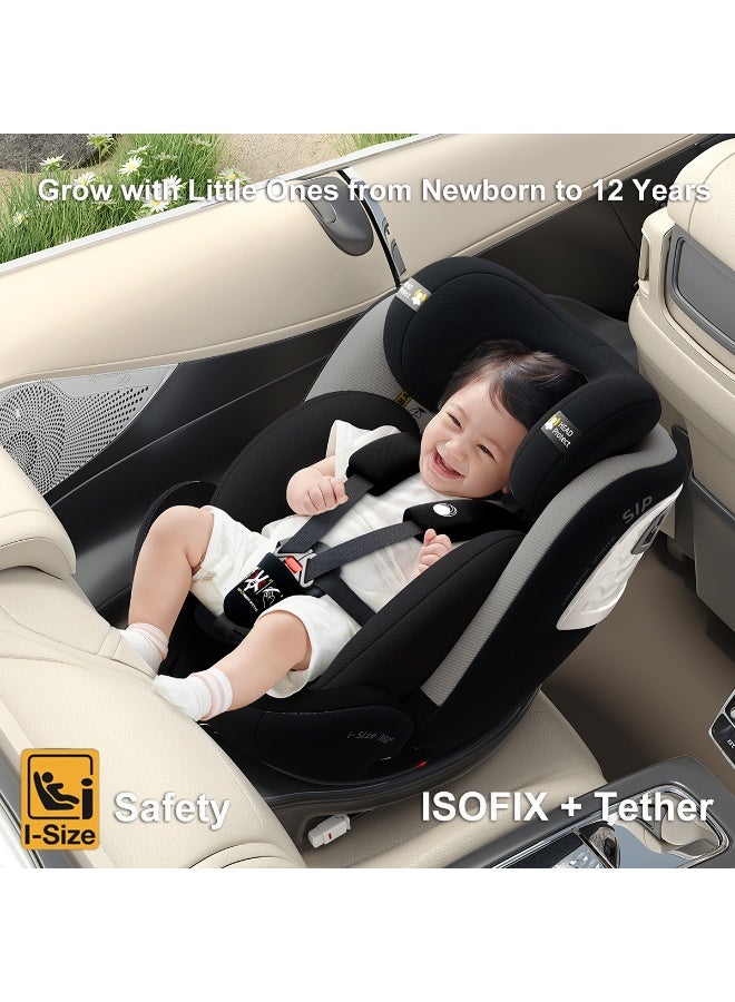 Heekin 360 Swivel i-Size Baby Car Seat with ISOFIX, for Newborn to 12 Years Old (40-150cm), Group 0+/1/2/3, Rear Facing with 5 Recline Positions - Image 2